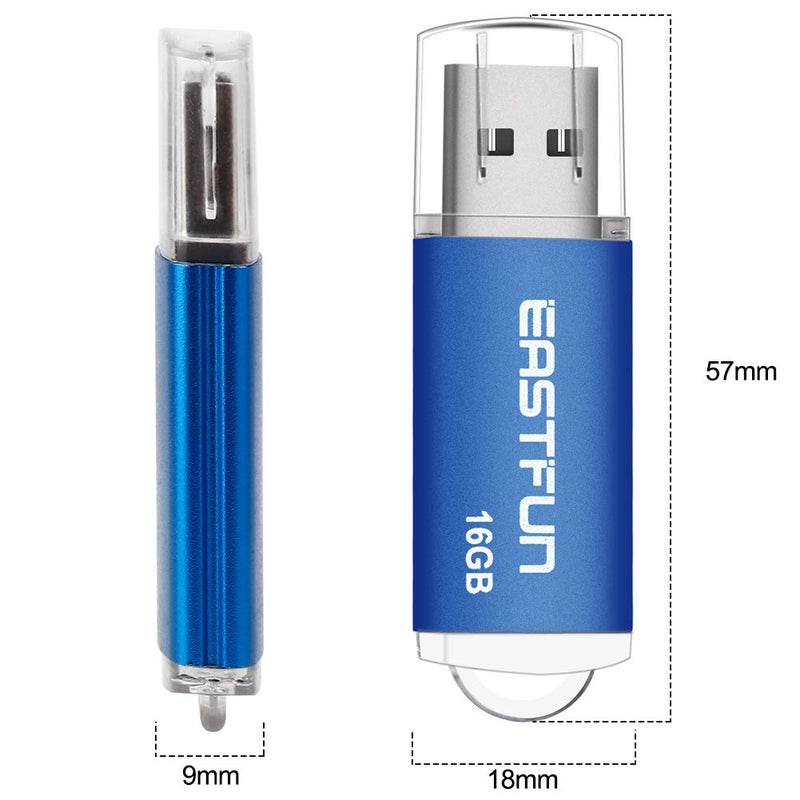 EASTFUN 6 Pack 16GB USB 2.0 Flash Drive Memory Stick Thumb Drive, with LED Indicator, 6 Pcs Mix Colors: Rose/Red/Gold/Black/Green/Blue - Image 2
